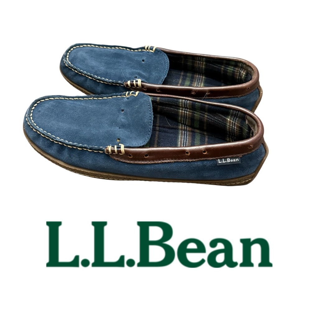 L.L. Bean Slippers Handsewn Suede Flannel Lined No Laces Men’s 8 Women’s 10